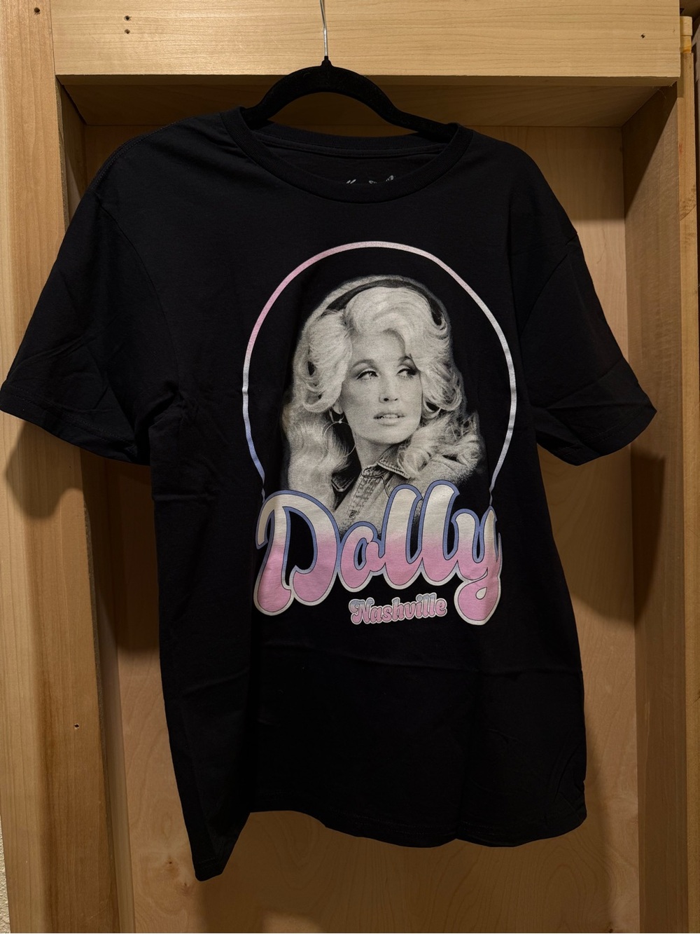 Dolly Black Tee with Pink and White Dolly Graphic Size Medium New